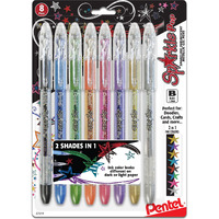 Pentel Sparkle Pop Metallic Gel Pen, (1.0Mm) Bold Line, Assorted Colors, Pack Of 8 (K91Bp8M)
