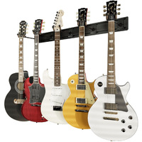 String Swing Guitar Wall Rack, Multiple Guitar Wall Mount, Guitar Organizer For Acoustic & Electric Guitars, 5 Padded Arm Hangers & Black Slatwall Rail, Wall Mount Guitar Rack - Made In Usa