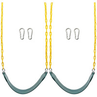 Sunnyglade 2Pcs Swings Seats Heavy Duty With 66"" Chain, Playground Swing Set Accessories Replacement With Snap Hooks, Support 250Lb (Green)