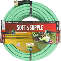 Swan Products Snss58100 Soft & Supple Easy Coil Water Hose With Crush Proof Couplings 100' X 5/8"", Green