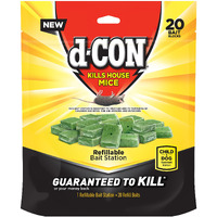 D-Con Refillable Corner Fit Mouse Poison Bait Station, 1 Trap + 20 Bait Refills