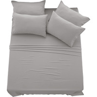 Lux Decor Full Sheet Set - 6 Pc Brushed Microfiber Bed Sheets 16 Inches Deep Pockets - Embroidered & Plain Pillowcases - Hotel Luxury Sheets Full Size Bed Set - Soft Bedding Sheets (Grey)