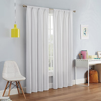 Eclipse Kendall Modern Blackout Thermal Rod Pocket Window Curtain For Bedroom Or Living Room (1 Panel), 42 X 63, White