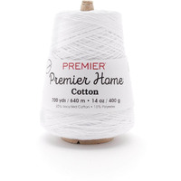 Premier Yarns Home Cotton Cone Yarn, Ideal Knitting And Crochet Supplies, Made Of Recycled Cotton And Polyester, White, 700 Yards