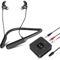 Golvery Bluetooth Headphones Transmitter For Tv Watching, Neckband Wireless Stereo Earphones Earbuds Set W/Transmitter Adapter For Optical Digital Rca 3.5Mm Aux Tvs, Plug N Play No Audio Delay
