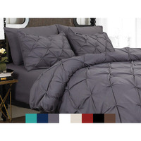 Elegant Comfort 3 Piece Pinch-Pleated Button Closure, Wrinkle-Resistant Ultra-Soft Microfiber Duvet Cover Set, Luxurious Pintuck D  Cor, King/California King, Kitty Gray