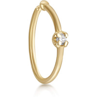 22 Gauge Open Hoop Nose Ring For Women I .01 Carat Diamond Nose Ring For Her I 14K Yellow Gold Nose Ring I 1.3Mm Unisex Stud Hypoallergenic Nostril Piercing Jewelry I 22G Body Piercing Lavari Jewelers