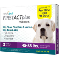 Tevrapet Firstact Plus Flea And Tick Topical For Dogs 45-88 Pounds, 3 Applicators