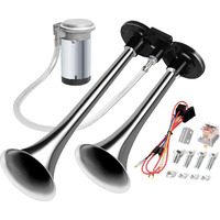 Carfka Air Horn For Truck Boats Car, 150Db Super Loud Train Horns Kit With 120 Psi Air Compressor (Silver, Dual)