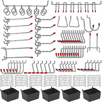 114 Pcs Pegboard Hooks Assortment With Metal Hooks Sets, Pegboard Bins, Peg Locks For Organizing Storage System Tools