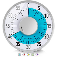 Secura 60-Minute Visual Timer 6-Inch Mechanical Countdown Timers For Teaching, Meeting, Cooking, Working - Timer For Kids With Magnetic Backing, Foldable Legs, Hanging Hole (Blue)