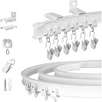 Ceiling Curtain Track, Flexible Bendable Drop Sliding Ceiling Curtain Track Room Divider Curved Ceiling Track System With Clips 10Ft Alloy Plastic Curtain Track Ceiling Wall Mount For Bay Window