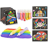 Mistari Peel And Sand Art Kits Sheets For Kids With 27 Sheets Sand Art Painting Cards And 2 Pcs Scratch Sticks Crafts (18 Colors+27 Sheets)