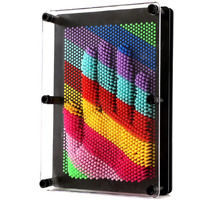 Sharkwill 3D Pin Art Sensory Toy Rainbow Needles Fidget Palm Board Extra Large(6 X 8 Inches) Arouse Sense Of Imagination Innovative Boundless Creativity