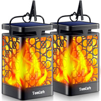 Tomcare Solar Lights Outdoor Upgraded Solar Lantern Flickering Flame Outdoor Waterproof Hanging Lanterns Decorative Solar Powered Outdoor Lighting Led Christmas Lights For Patio Deck Yard, 2 Pack