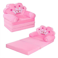 Moonbeeki Kids Foldable Sofa Bed, Princess Chair For Toddlers 1-3, Pink Cartoon Shape, High Density Foam, Fold Out Couch For Bedroom, Sofa Bed For Girls, 15.1X19.7X2.4 Inches, 4.4 Lbs