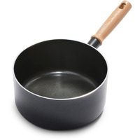 Greenpan Hudson Healthy Ceramic Nonstick, 1.6 Qt Saucepan Pot, Vintage Wood Inspired Handle, Pfas-Free, Dishwasher Safe, Black