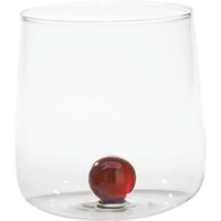 Zafferano Bilia Glass Tumbler - Handmade Transparent Glass 15 Ozs., Set Of 6 Pcs., Colorful Glass Ball (Color: Amber)