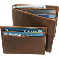 Leather Men's Rfid Bifold Wallet With Removable Slim Front Pocket Card Holder, Brown