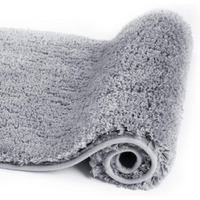 Walensee Bathroom Rug, Non Slip Bath Mat (16 X 24, Grey) Water Absorbent Soft Microfiber Shaggy Mat Machine Washable, Thick Plush Rugs For Shower