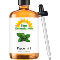 Sun Essential Oils 8Oz - Peppermint Essential Oil - 8 Fluid Ounces - Aromatherapy Essential Oils - Peppermint Essential Oil For Diffuser - Mint Essential Oil