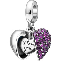 I Love You Pendant Charms 925 Sterling Silver Heart Dangle Bead Fit Pandora Charm Bracelet Christmas Gifts For Wife Girlfriend Valentine's Day
