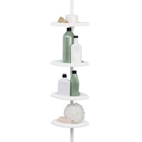 Zenna Home Tension Pole Shower Caddy, 4 Shelves, Adjustable, 60 To 97 Inch, White