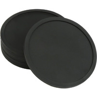 H&S Non Slip Silicone Drink Coasters - Set Of 6 - Large Black Cup Coaster Set For Outdoor & Indoor Drinks - Anti Stain & Heat Resistant - Cup Table Pads - Cup Place Mat - Drink Coasters Plain