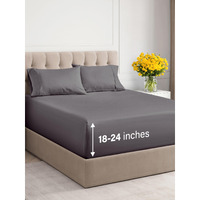 Extra Deep Pocket Queen Sheets - 4 Piece Breathable & Cooling Bed Sheets - Hotel Luxury Bed Sheet Set - Soft, Wrinkle Free & Comfy - Easily Fits Extra Deep Mattresses - Deep Pocket Dark Grey Sheets
