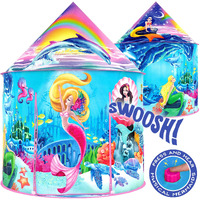 W&O Musical Mermaid Tent With Under-The-Sea Button - Captivating Pop Up Tent For Girls - Perfect For Indoor & Outdoor Play