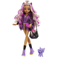 Monster High Doll, Clawdeen Wolf With Purple Streaked Hair In Signature Look With Fashion Accessories & Pet Dog Crescent