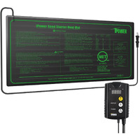 Ipower 10"" X 20"" Warm Hydroponic Seedling Heat Mat And Digital Thermostat Combo Set For Seed Germination, 10"" X 20.5"" & Control, Black