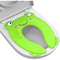 Portable Potty Seat For Toddler Travel - Foldable Non-Slip Potty Training Toilet Seat Cover For Boys Girls, Baby Kids With Drawstring Bag (Green Frog)