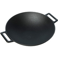 Jim Beam 12'' Pre Seasoned Heavy Duty Construction Cast Iron Grilling Wok, Griddle And Stir Fry Pan