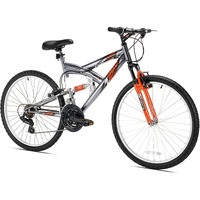 Northwoods Aluminum Full Suspension Mountain Bike, 26-Inch, Grey/Orange