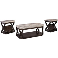 Signature Design By Ashley Radilyn Faux Marble 3-Piece Table Set, Includes Coffee Table And 2 End Tables, Gray & Brown