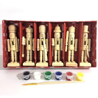 Paint Your Own 5"" Mini Wooden Nutcrackers Christmas Craft Kit Box Set Of 6 Diy
