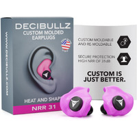 Decibullz - Custom Molded Earplugs, 31Db Highest Nrr, Comfortable Hearing Protection For Shooting, Travel, Swimming, Work And Concerts (Pink)