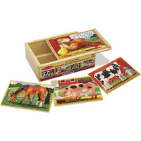 Melissa & Doug Farm 4-In-1 Wooden Jigsaw Puzzles In A Storage Box (48 Pcs Total), 12