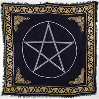 Azuregreen Gold Bordered Pentagram Altar Cloth, 36-Inch X 36-Inch