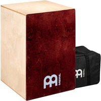 Meinl Percussion Cafe Cajon Box Drum Plus Bag With Snare And Bass Tone For Acoustic Music - Made In Europe - Baltic Birch Wood, Play With Your Hands, 2-Year Warranty, Natural/Wine Red (Bc1Ntwr)
