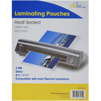 Royal Sovereign 3 Mil, Letter Size 11.25"" X 8.75"" X 0.7"" Inches, Thermal Laminating Clear Gloss, 200 Pouches (Scr-003)