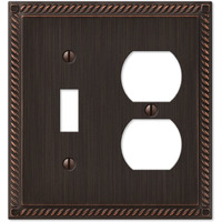Amerelle 54Tdvb Georgian Single Toggle/Single Duplex Cast Metal Wallplate In Aged Bronze