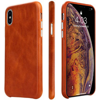 Toovren Iphone X Case, Iphone Xs/10 Case Genuine Leather Cover Case Protective Ultra Thin Anti-Slip Vintage Shell Hard Back Cover For Apple Iphone X/Xs 5.8'' (2018) Brown