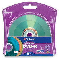 Verbatim 16X Dvd+R Lightscribe Assorted Color Blank Media, 4.7Gb/120Min - 10 Pack (96941)