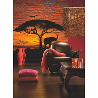 Brewster 4-501 African Sunset Wall Mural, 6' 4"" X 8' 10"", Orange