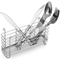 Kesol Sturdy 304 Stainless Steel Utensil Drying Rack Basket Holder With Hooks 3 Divided Compartments, Rust Proof, No Drilling