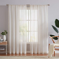 Fmfunctex Linen Sheer Curtains For Bedroom, Beige Curtains 84 Inches Long For Living Room, Natural Flax Blend Window Draperies For Farmhouse, Rod Pocket 2 Panels