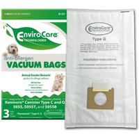 Envirocare Replacement Allergen Filtration Vacuum Cleaner Dust Bags Designed To Fit Kenmore Canister Type C/Q, 50555, 50558, 50557 And Panasonic Type C-5 3 Pack