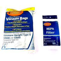 Envirocare Replacement Vacuum Bags Designed To Fit Kenmore Uprights 50688 And 50690, Panasonic Type U-2 Uprights 9 Bags And 1 Ef-1 Hepa Filter